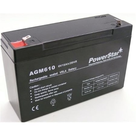 Powerstar PowerStar AGM610-108 6V 10Ah Sealed Lead Acid Battery For Emergency Lighting Security AGM610-108